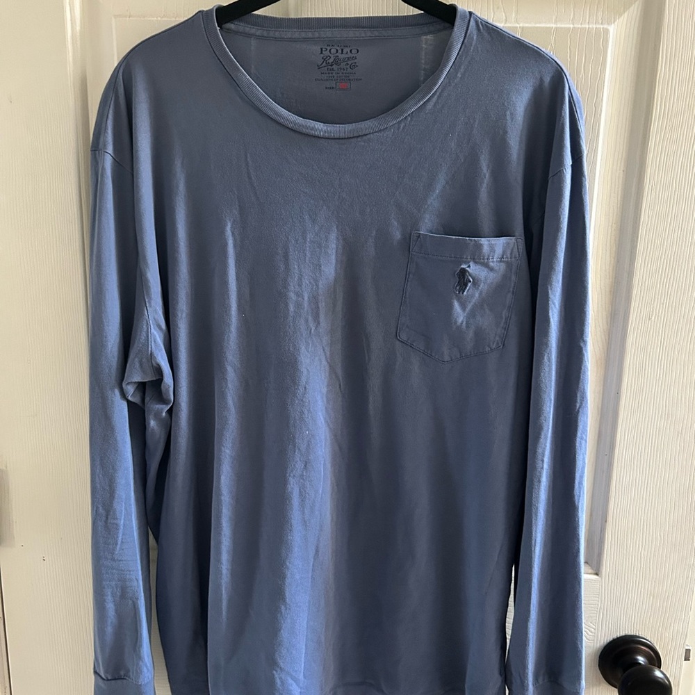 Polo by Ralph Lauren Men's Classic Blue Long Sleeve Tee